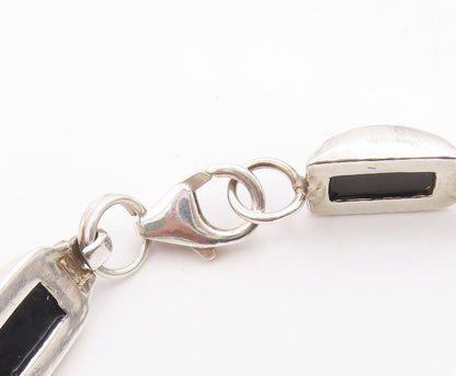 925 Sterling Silver Vintage Bracelet Chunky Baltic Amber Geometric Link  BT12084