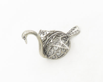 925 Sterling Silver  Vintage Shiny Swirl Pattern Swan Table Trinket  TR2639