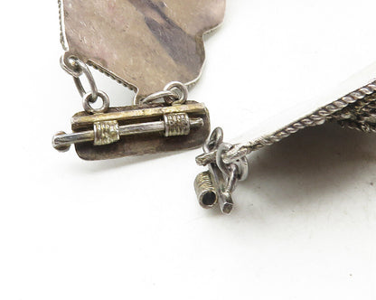 925 Sterling Silver  Vintage Antique Rope Twist Floral Chain Bracelet  BT4420