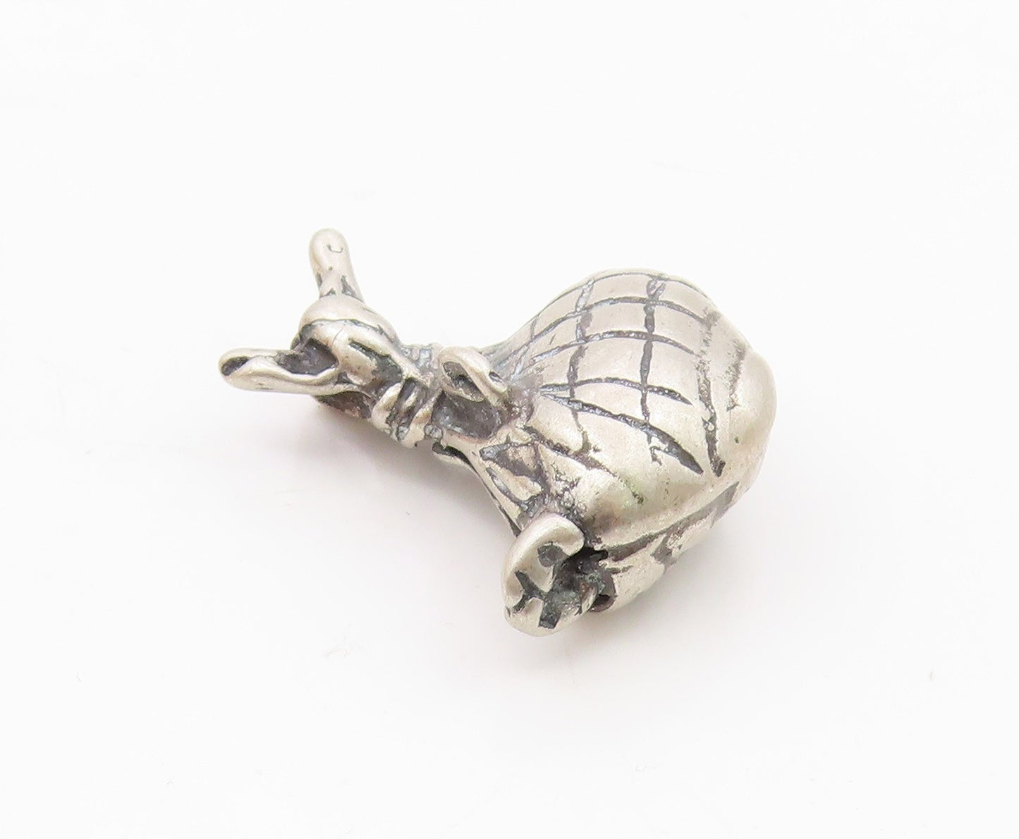 925 Sterling Silver  Vintage Square Pattern Sack Pendant  PT19997
