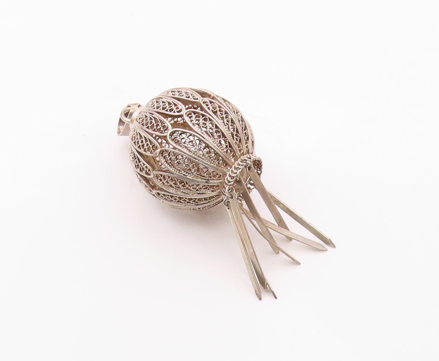 925 Sterling Silver  Vintage Wire Spiral Sphere Dangle Pendant  PT20293