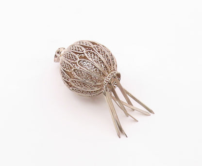 925 Sterling Silver  Vintage Wire Spiral Sphere Dangle Pendant  PT20293