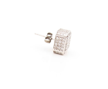 925 Sterling Silver Vintage Earrings Minimalist CZ Inlay Open Cube  EG13345