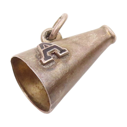 925 Sterling Silver  Vintage Petite Cheer Megaphone A Initial Pendant  PT18458