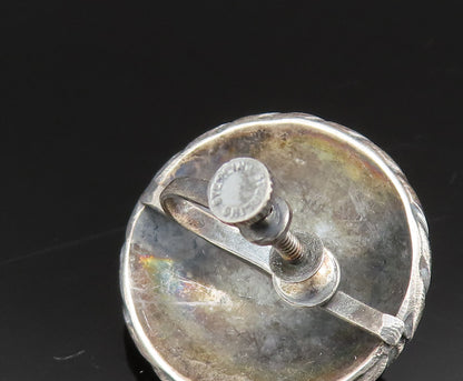 925 Sterling Silver  Vintage Round Multi Flower Screw Back Earrings  EG11842