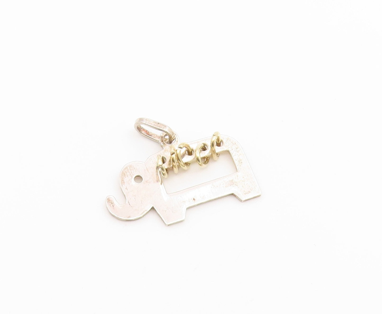925 Sterling Silver Vintage Pendant Two Tone Elephant Abacus Coil Charm  PT26637