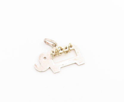925 Sterling Silver Vintage Pendant Two Tone Elephant Abacus Coil Charm  PT26637