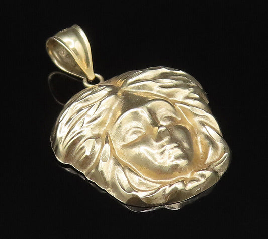 10K GOLD  Vintage Polished Carved Woman Head Pendant  GP367