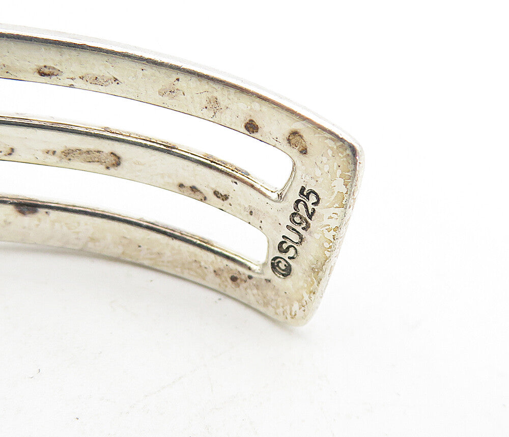 MEXICO 925 Sterling Silver  Vintage Shiny Wavy Split Cuff Bracelet  BT3551