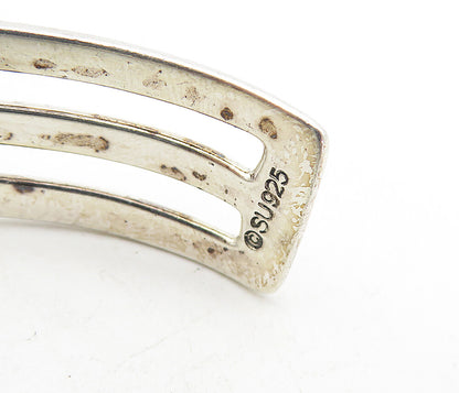MEXICO 925 Sterling Silver  Vintage Shiny Wavy Split Cuff Bracelet  BT3551