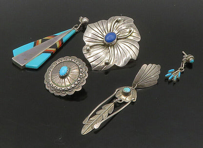 ZUNI NAVAJO 925 Silver  Vintage MultiStone Lot Single Earrings  EG11225