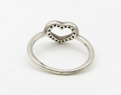 PANDORA 925 Silver  Vintage Topaz Open Love Heart Band Ring Sz 7.5  RG16267