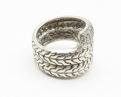 925 Sterling Silver  Shiny Topaz Chain Link Wrap Band Ring Sz 6  RG14149