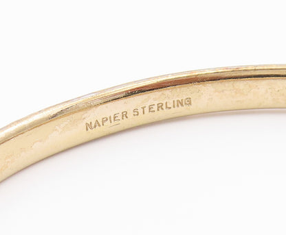NAPIER 925 Sterling Silver  Vintage Minimalist Oval Bangle Bracelet  BT8177