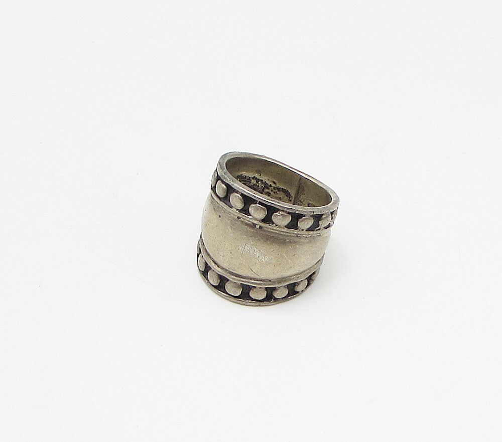 925 Sterling Silver  Vintage Pebbled Edges Thick Band Ring Sz 5.5  RG3368