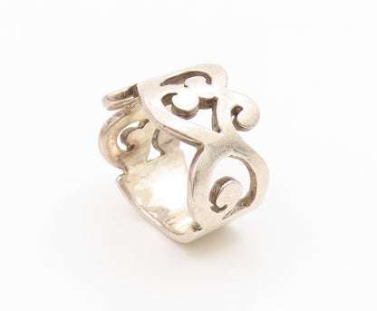 925 Sterling Silver Vintage Ring Modernist Open Scrollwork Band  Sz 9  RG36100