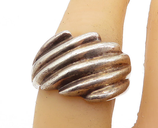 MEXICO 925 Silver  Vintage Dark Tone Fluted Tapered Band Ring Sz 7  RG6975