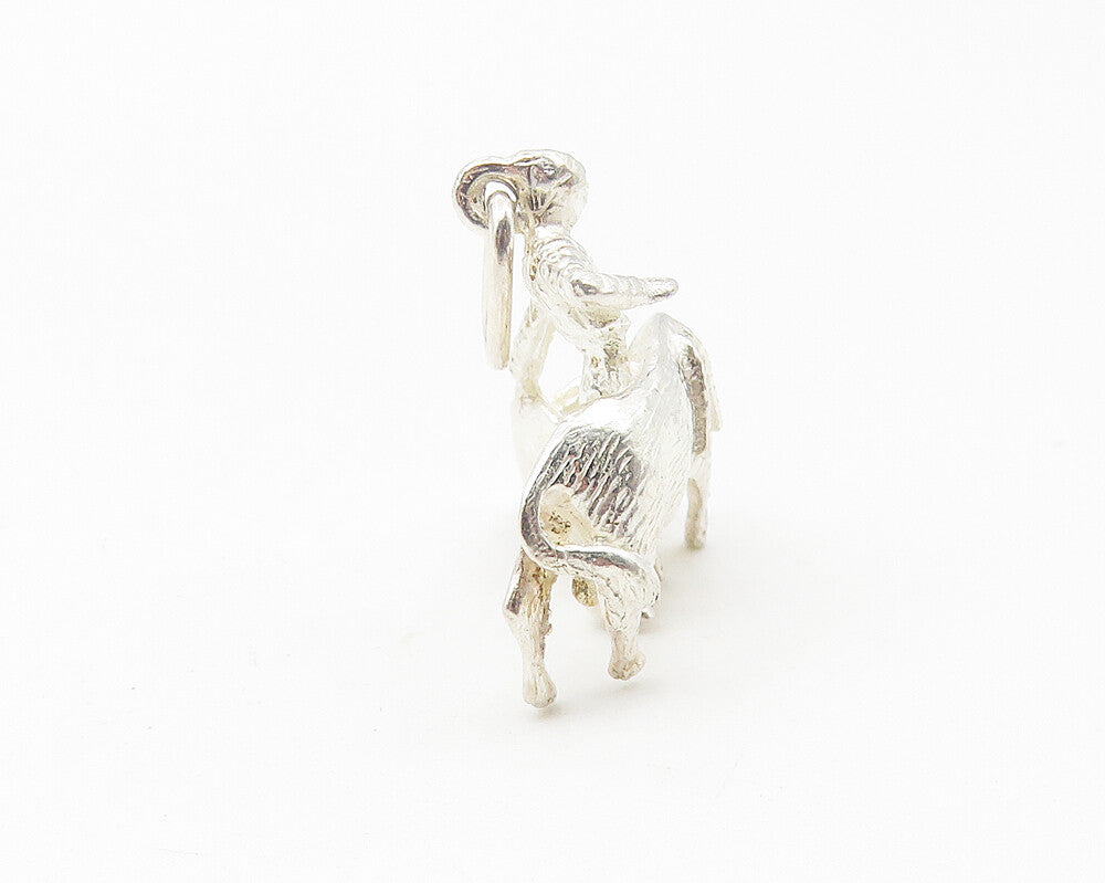 925 Sterling Silver  Vintage Shiny Petite Bull & Rider Drop Pendant  PT8799