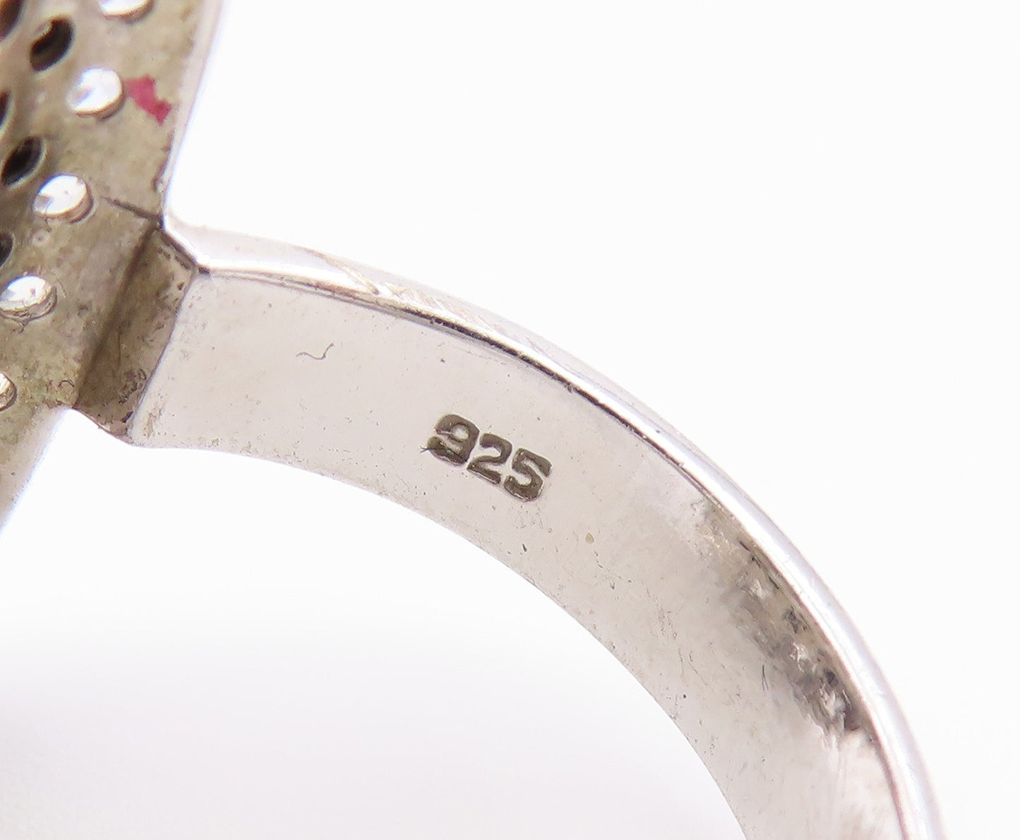 925 Sterling Silver Vintage Ring Black Spinel CZ Cluster Band  Sz 7.5  RG36694