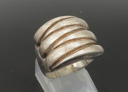 925 Sterling Silver  Vintage Fluted Square Design Band Ring Sz 6  RG23198