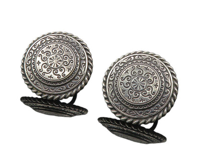 CARL ART 925 Silver  Vintage Swirl Pattern Non Pierce Screw Earrings  EG4870
