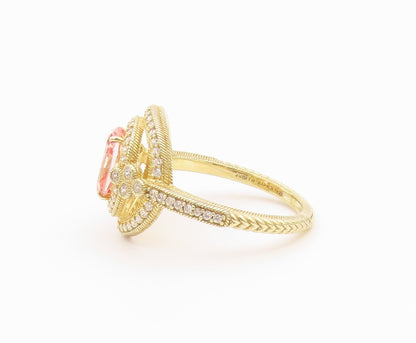925 Sterling Silver Vintage Ring Gold Plated JUDITH RIPKA Morganite Sz 9 RG36539