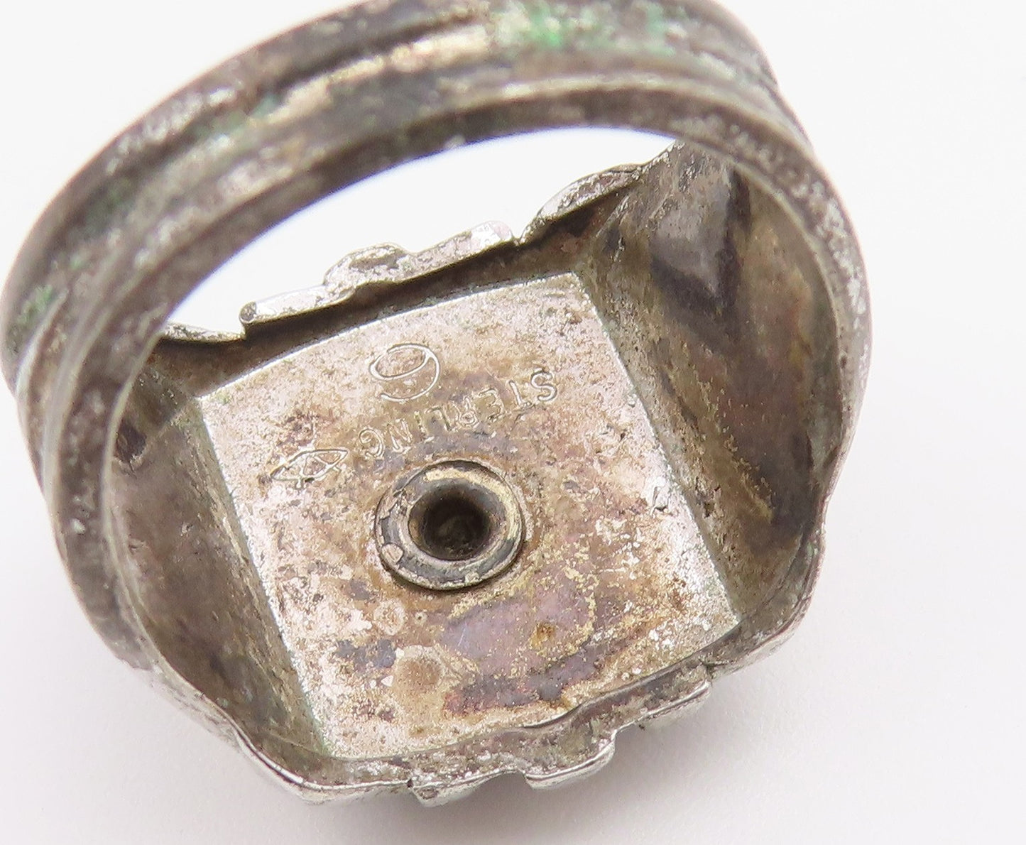 925 Sterling Silver Vintage Ring Onyx Boy Scouts of America Shield Sz 6 RG36807