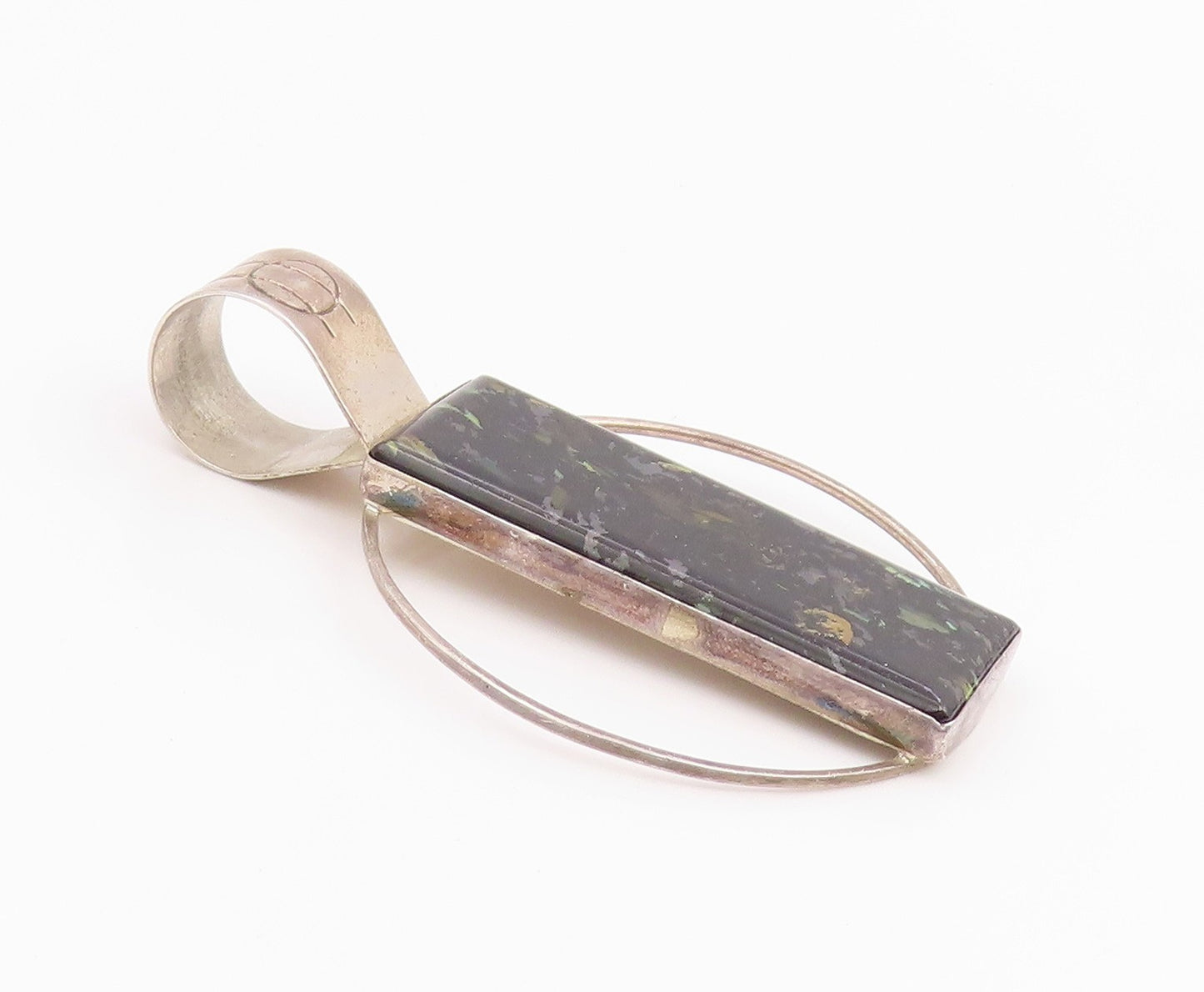 925 Sterling Silver Vintage Pendant DTR JAY KING Black Opal Circle Bar  PT26040