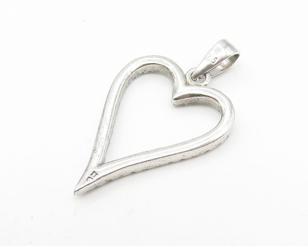 925 Sterling Silver  Sparkling Cubic Zirconia Open Love Heart Pendant  PT8627
