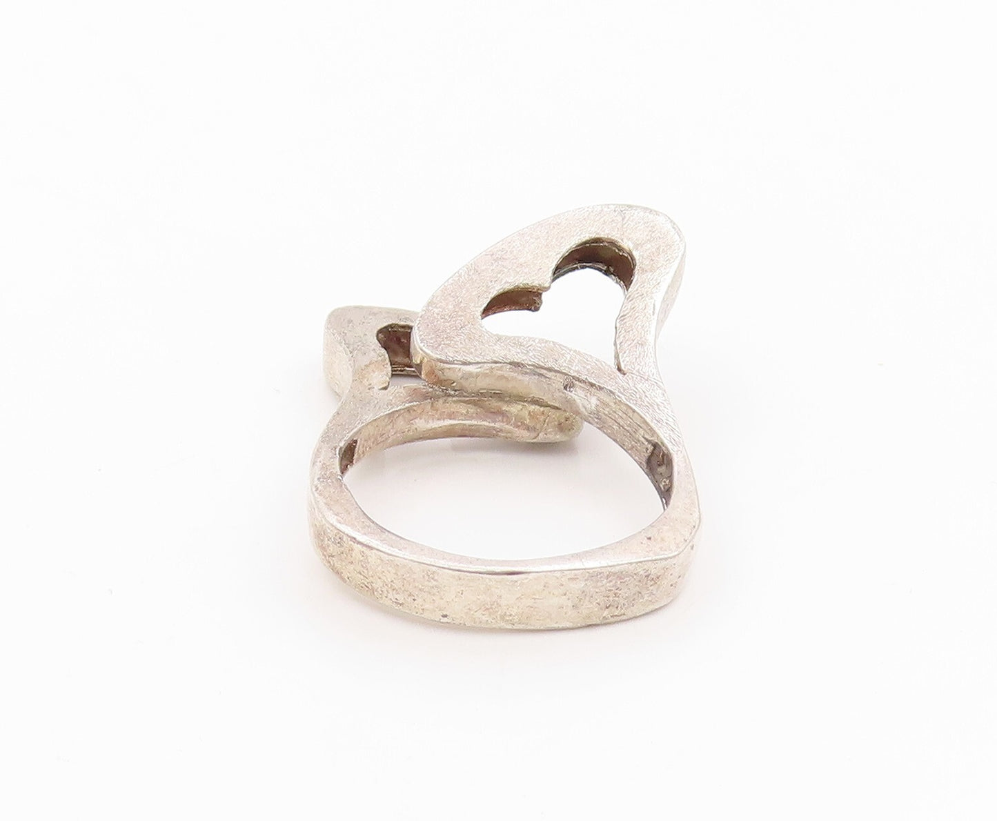 925 Sterling Silver Vintage Ring ISRAEL Dark Tone Cutout Hearts  Sz 8  RG31759