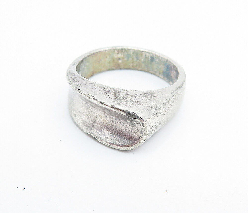 925 Sterling Silver  Vintage Shiny Concave Detail Round Band Ring Sz 6  RG6693
