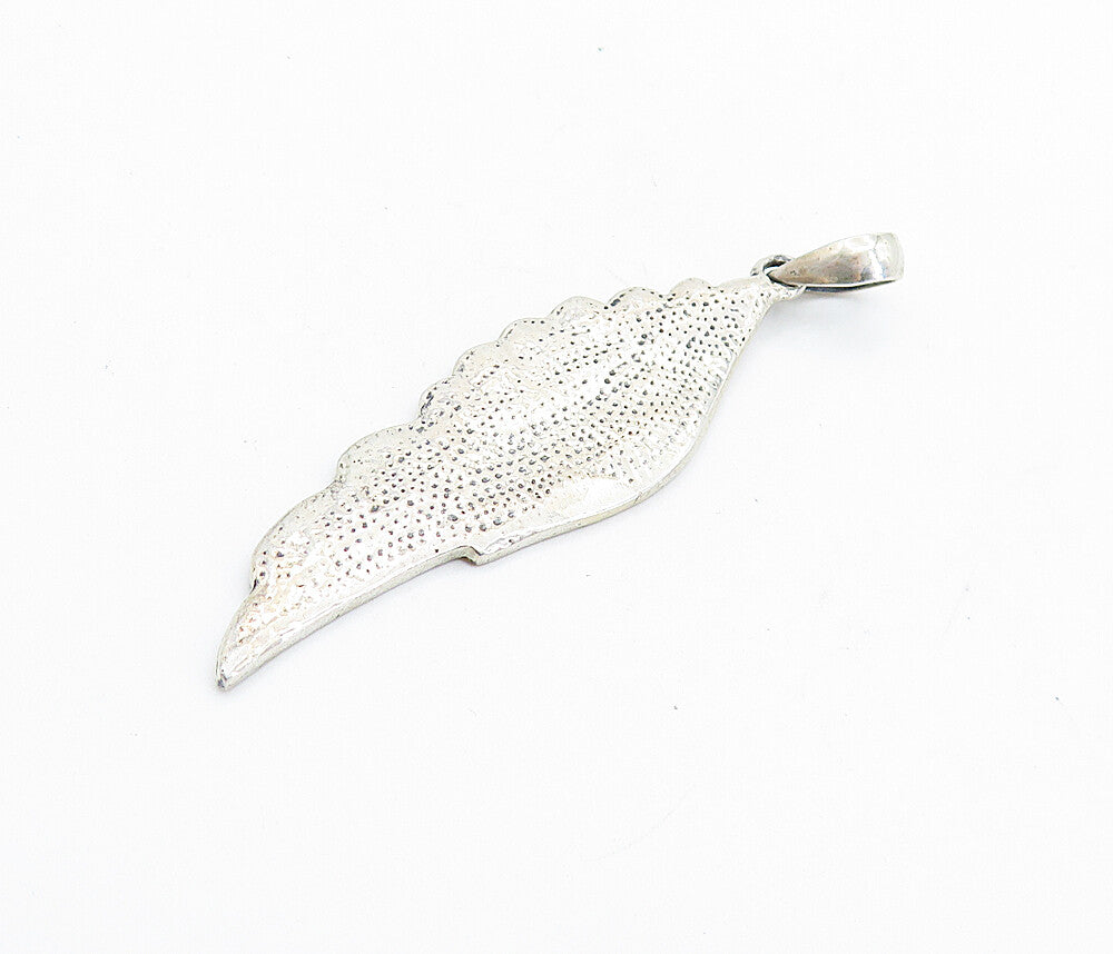 925 Sterling Silver  Vintage Dark Tone Chiseled Wing Design Pendant  PT5624
