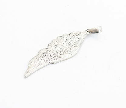 925 Sterling Silver  Vintage Dark Tone Chiseled Wing Design Pendant  PT5624