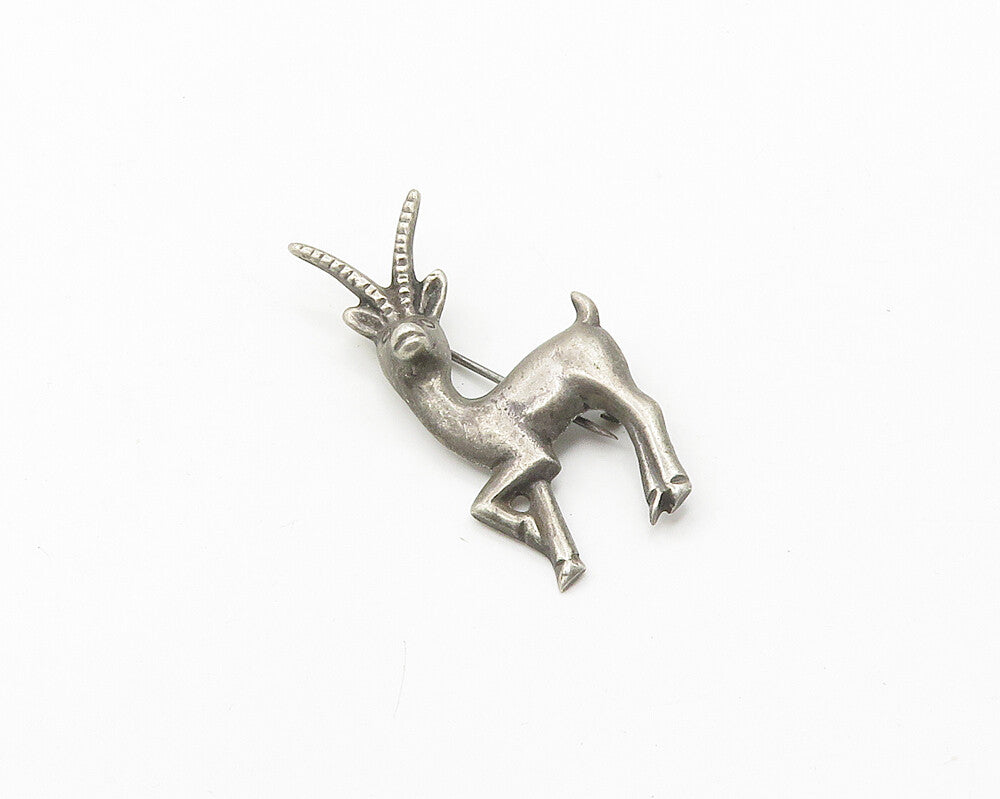 MEXICO 925 Sterling Silver  Vintage Antique Gazelle Animal Brooch Pin  BP7336