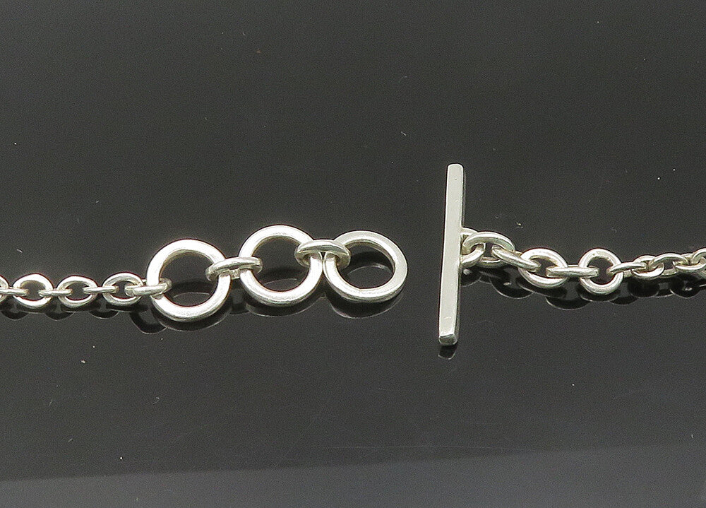 LOIS HILL 925 Silver  Vintage Shiny Woven Swirl Border Chain Necklace  NE3519