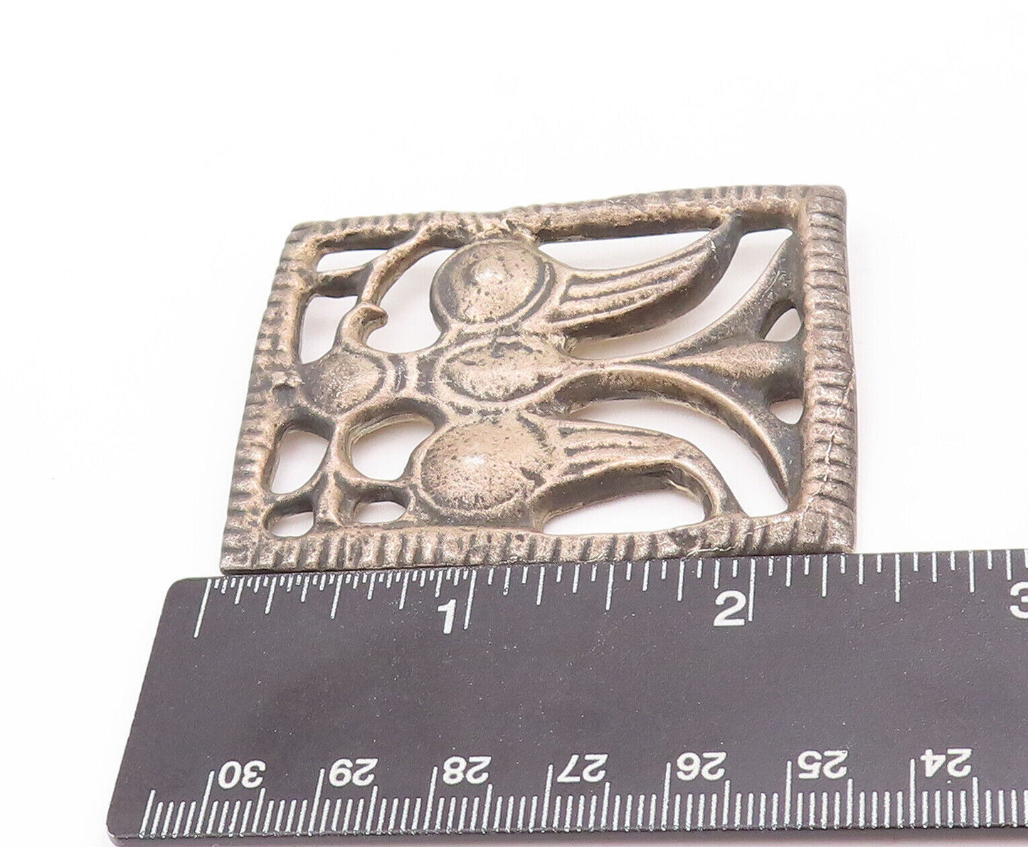 925 Sterling Silver Vintage Brooch Pin MMA Antique Trible Bird Carved  BP10910