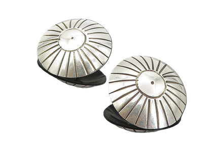 MEXICO 925 Sterling Silver  Vintage Shiny Wheel Button Drop Earrings  EG4092