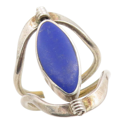 925 Sterling Silver Vintage Ring Marquise Lapis Lazuli & Opal  Sz 9.5  RG35482
