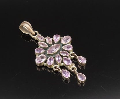 925 Sterling Silver  Vintage Multi Pear Shaped Gemstone Dangle Pendant  PT21765