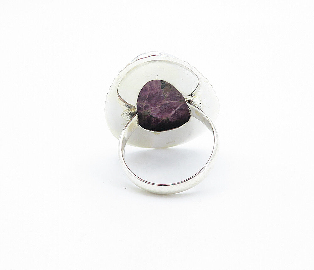 925 Sterling Silver  Purple Jasper Tear Drop Swirl Cocktail Ring Sz 8  RG8146
