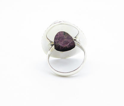 925 Sterling Silver  Purple Jasper Tear Drop Swirl Cocktail Ring Sz 8  RG8146