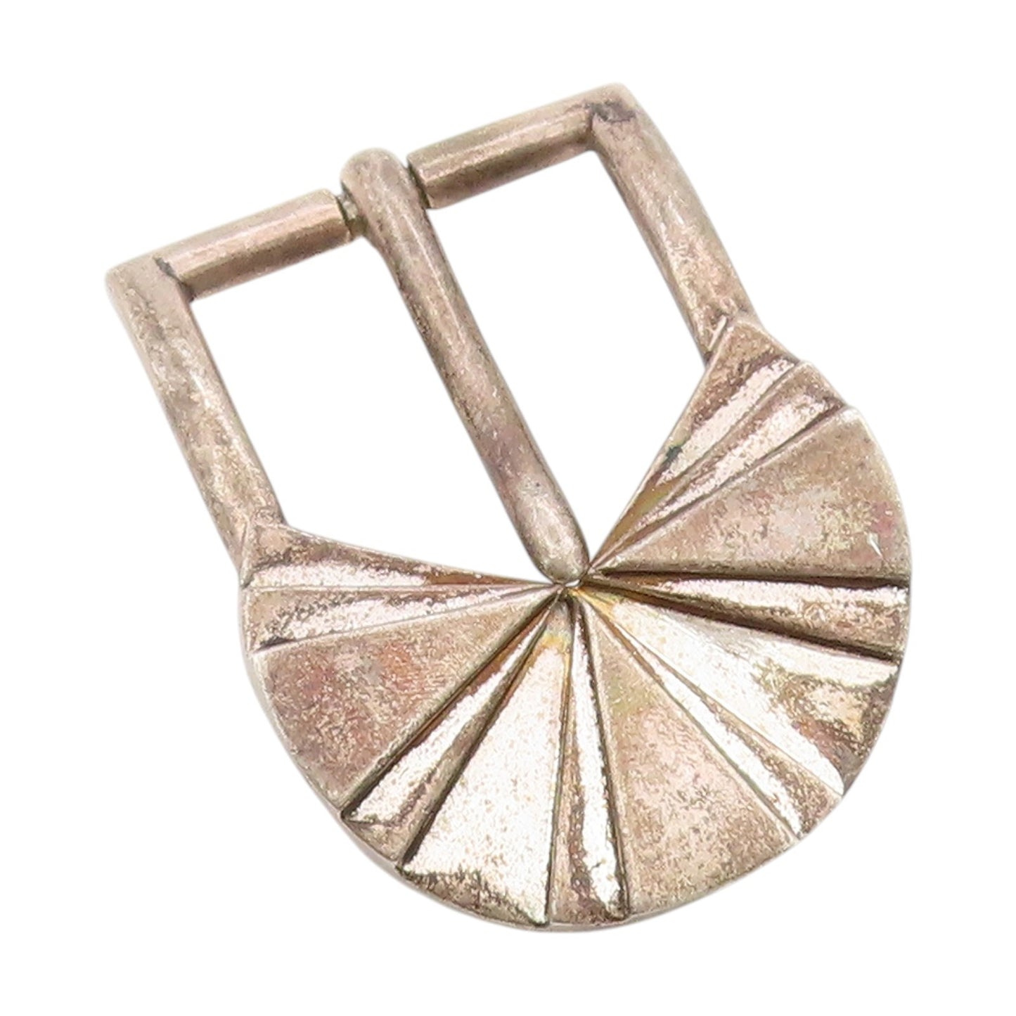 925 Sterling Silver Vintage Belt Buckle LUC BENOIT Geometric Fan Carved   TR4004