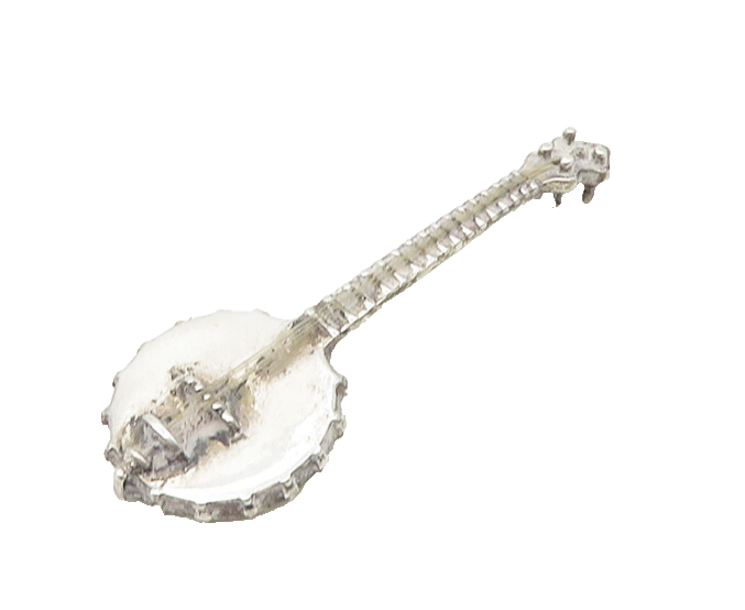 925 Sterling Silver  Vintage Shiny Banjo Musical Instrument Trinket  TR2585