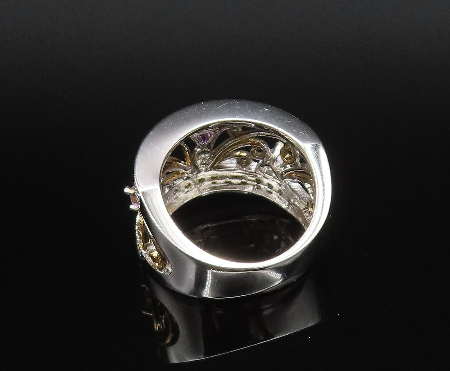 925 Silver  Vintage Dainty Two Tone Amethyst Spinel & Topaz Ring Sz 7  RG25843