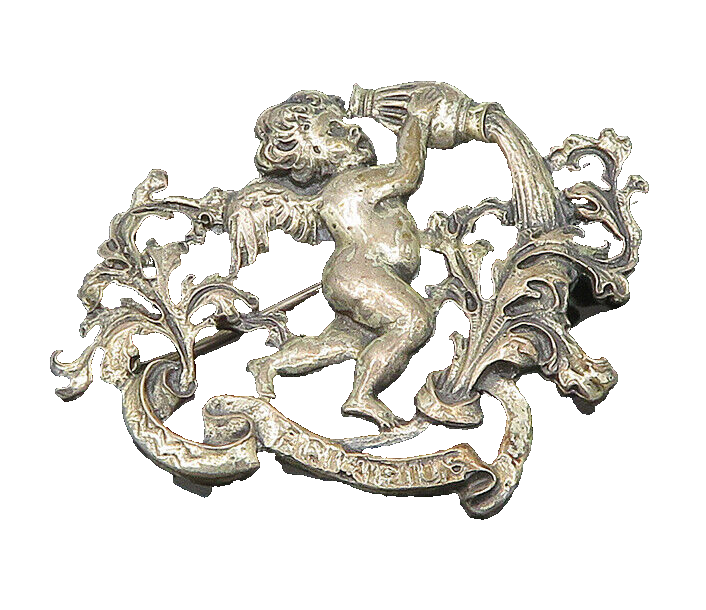 CINI 925 Sterling Silver  Vintage Antique Aquarius Zodiac Brooch Pin  BP8017