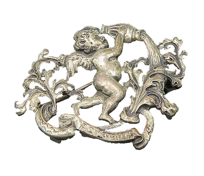 CINI 925 Sterling Silver  Vintage Antique Aquarius Zodiac Brooch Pin  BP8017