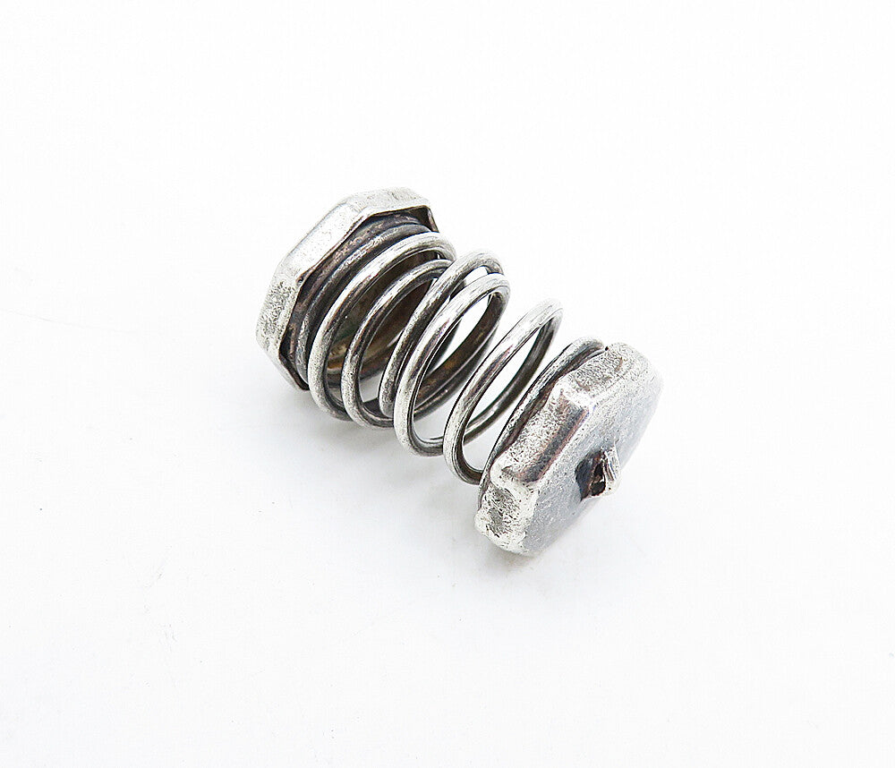 925 Sterling Silver  Vintage Shiny Spiraled Slinky Design Drop Pendant  PT4769