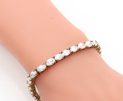 925 Sterling Silver  Vintage Sparkling Cubic Zirconia Tennis Bracelet  BT1865