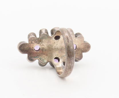 NICKY BUTLER 925 Silver  Vintage Multi Stone Beaded Large Ring Sz 6  RG27462