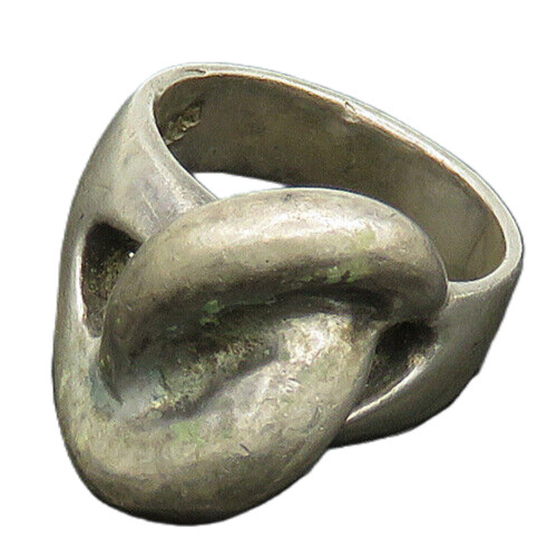 MEXICO 925 Sterling Silver  Vintage Dark Tone Loop Knot Band Ring Sz 7 RG19587